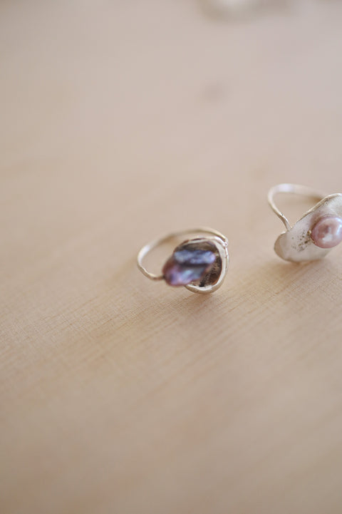 pearl and silver nugget rings (38) (39) (40)