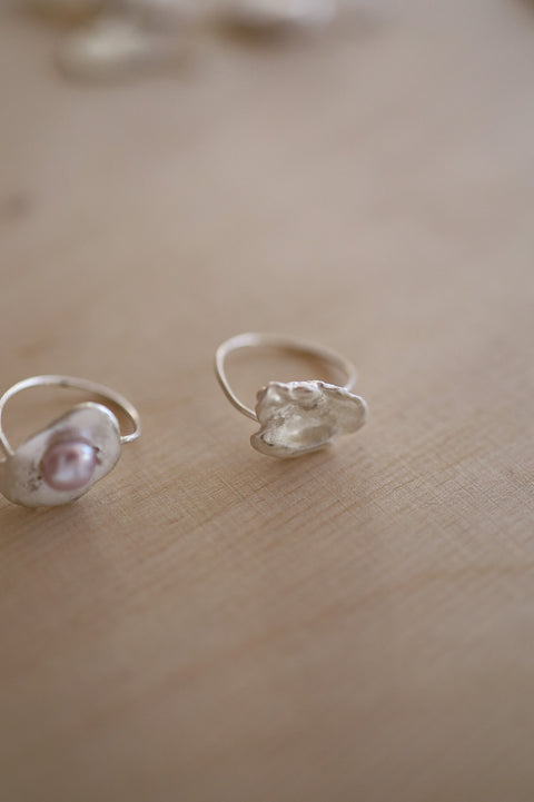 pearl and silver nugget rings (38) (39) (40)